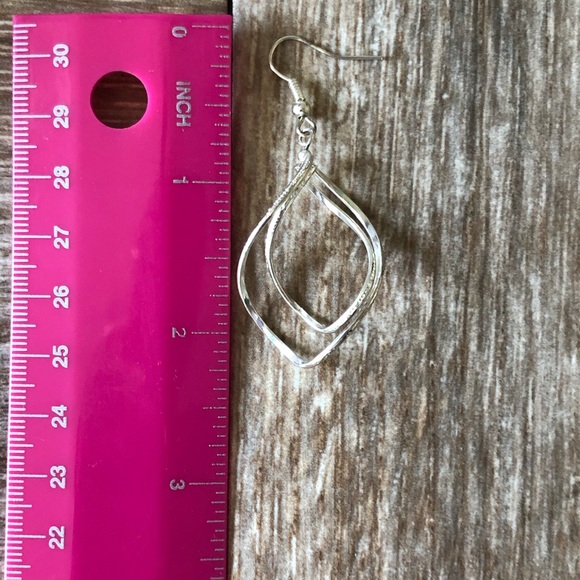 Etched Silver Dangle Spinner Earrings - Picture 4 of 6